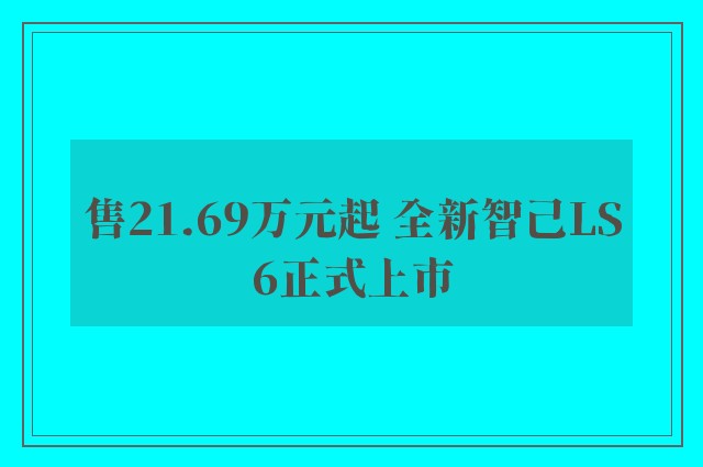 售21.69万元起 全新智己LS6正式上市